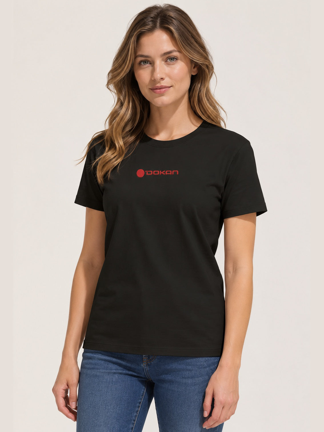 Dokan Premium T Damen – Schwarz mit rotem Logo